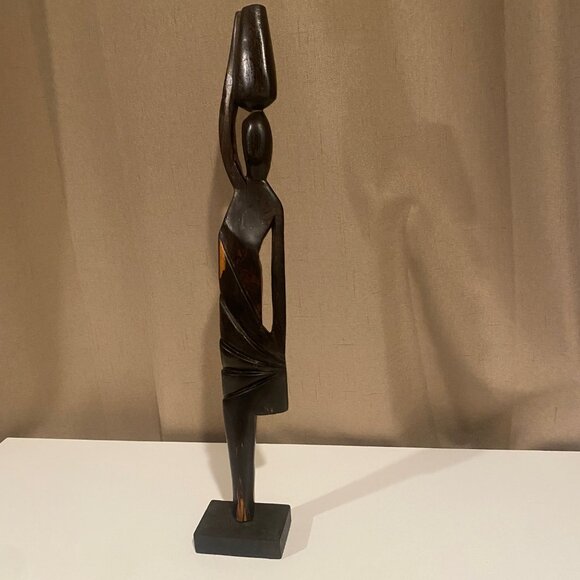 Vintage African Sese Wood Sculpture | "Thinking Shadow" by Rita Addo Zakour | 19 - Picture 4 of 6